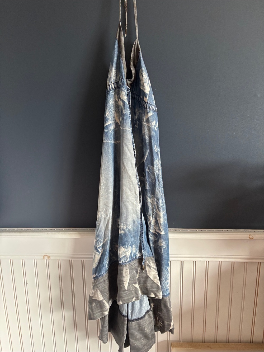 True Religion Acid-Wash Denim Apron Dress in Light Blue